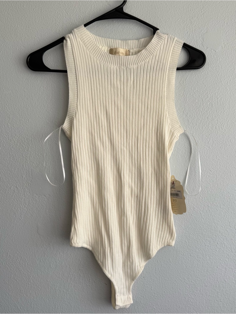 NWT Altar'd State Cream Ribbed Sleeveless Bodysuit - Size Small